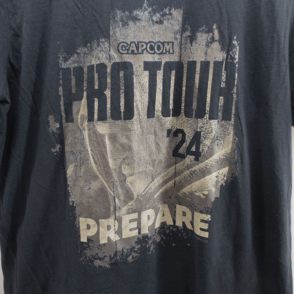 Capcom Pro Tour '24 Prepare Shirt Size L Black Tour Date Both Side Graphics